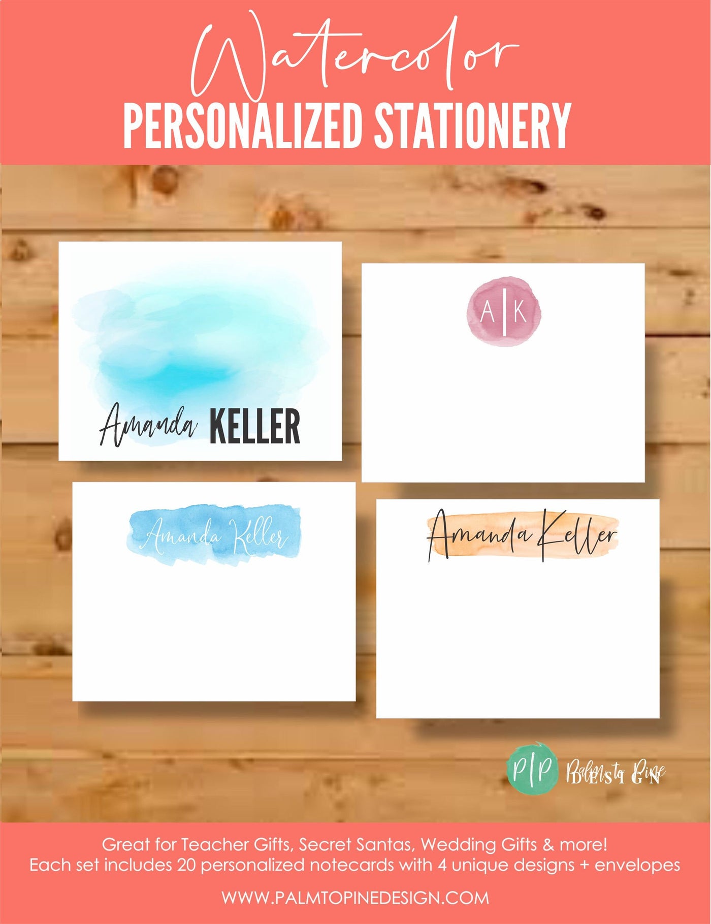 Watercolor Stationery Set