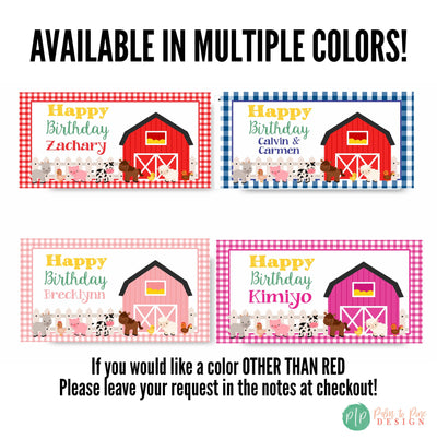 farm birthday banner color options