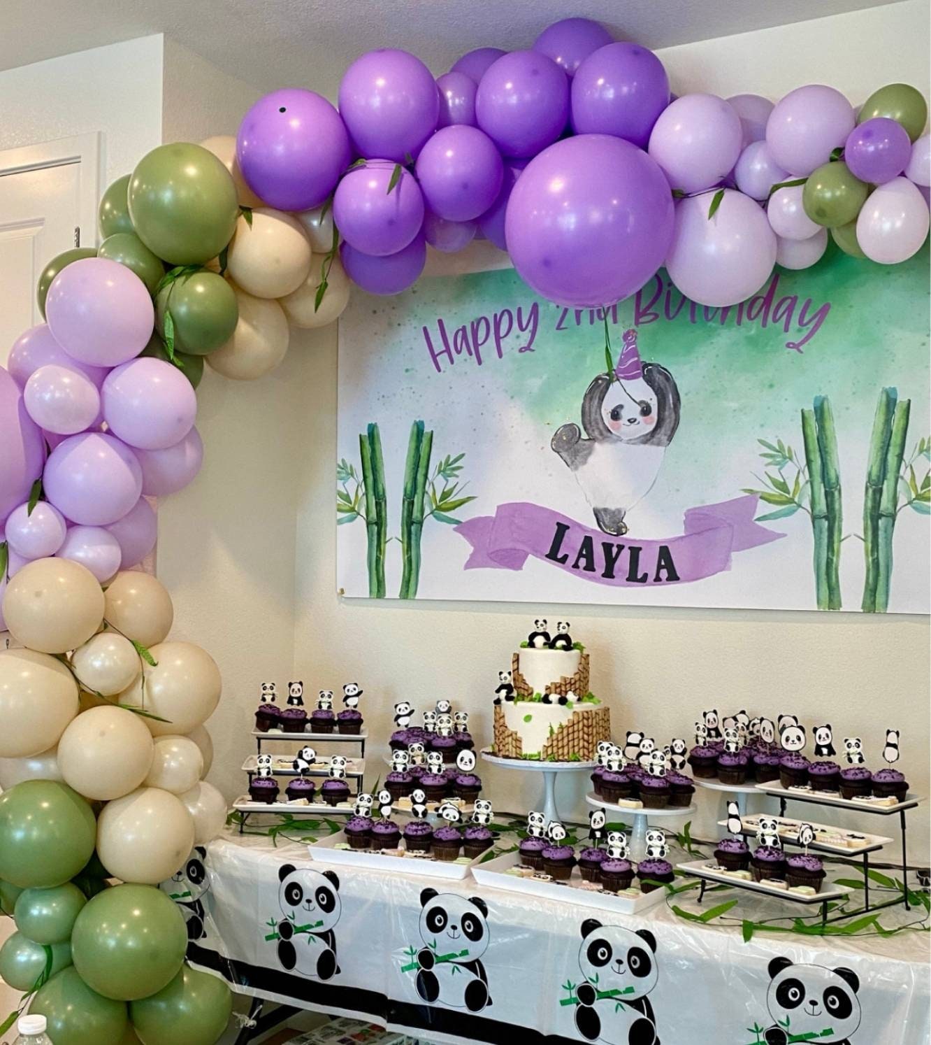 purple panda birthday party decorations