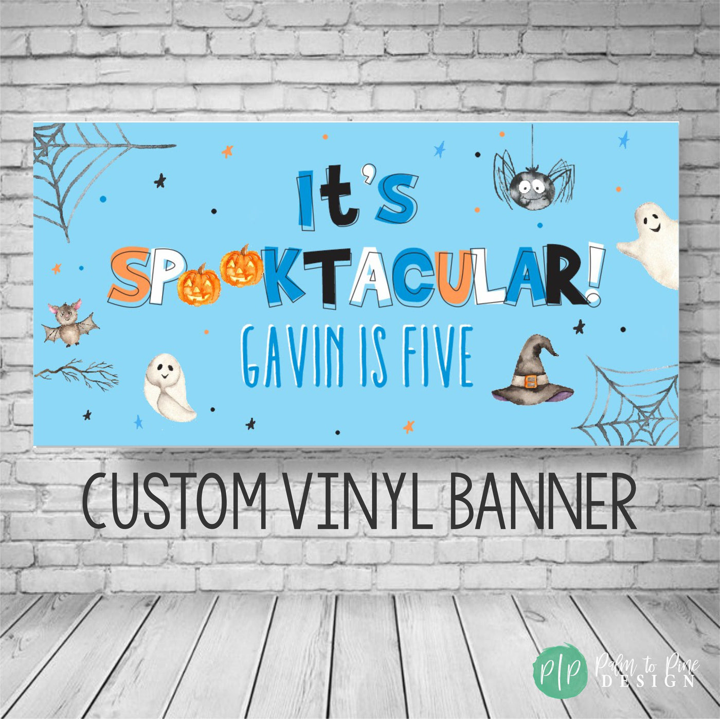 boys halloween birthday banner with friendly halloween design