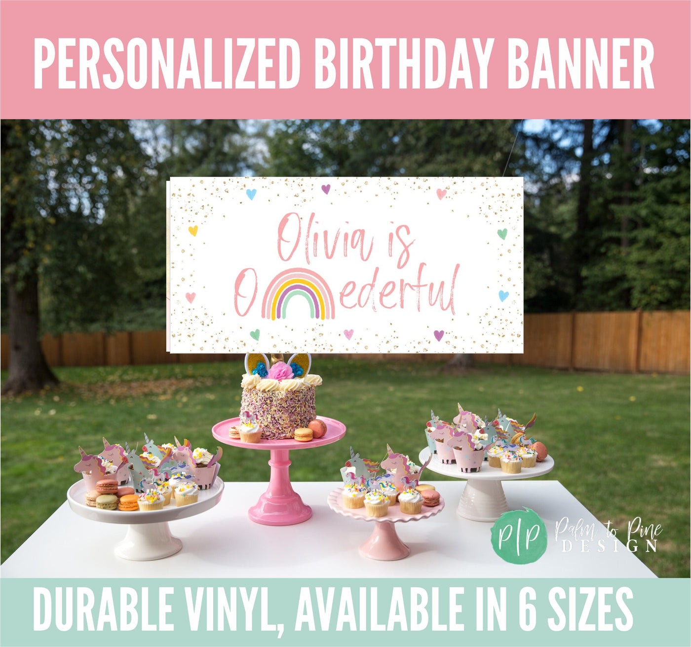 Boho Rainbow Birthday Banner