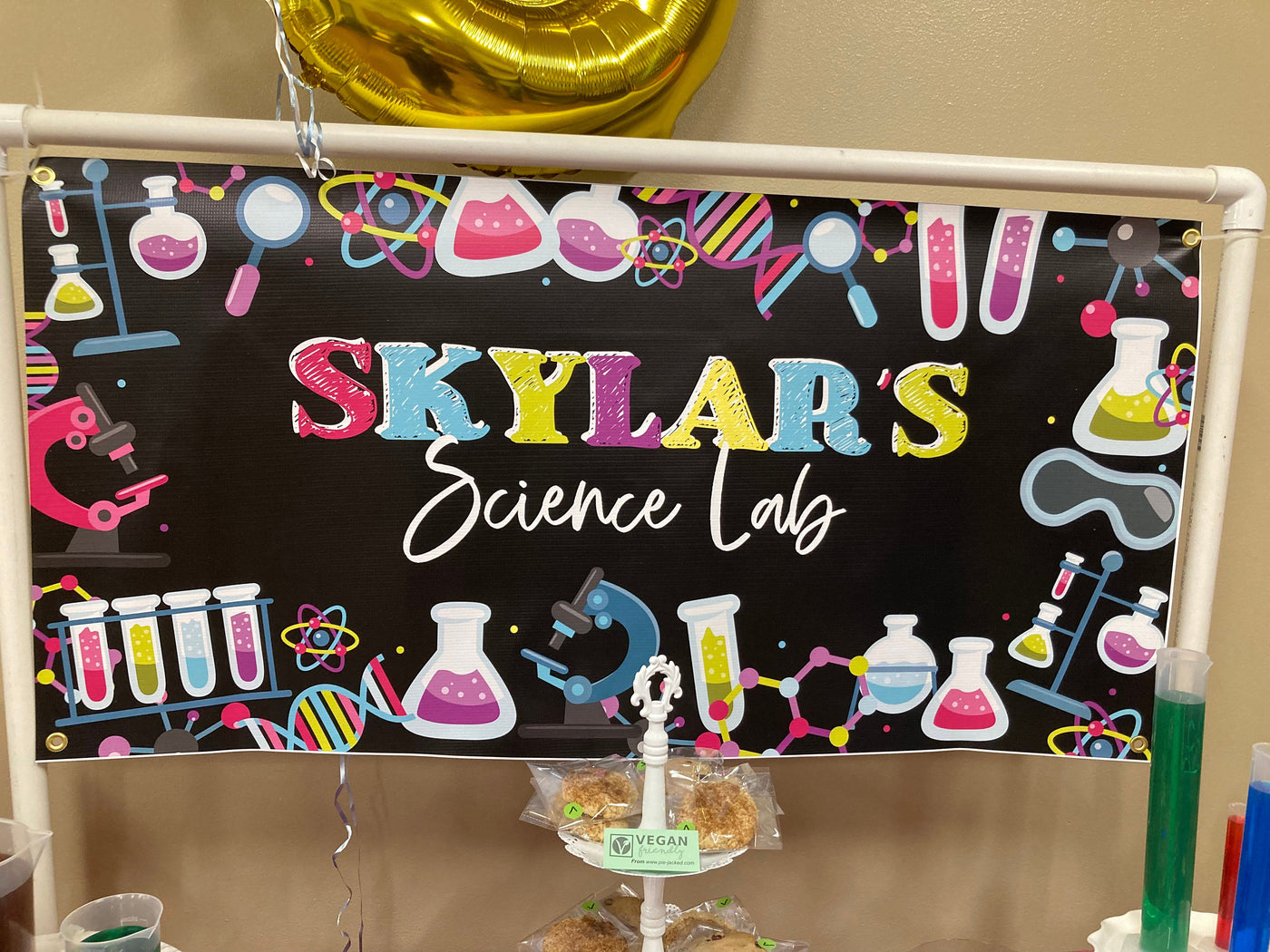 girls science birthday banner