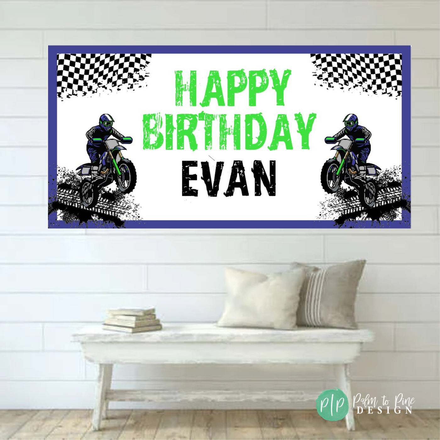 Dirt bike birthday banner