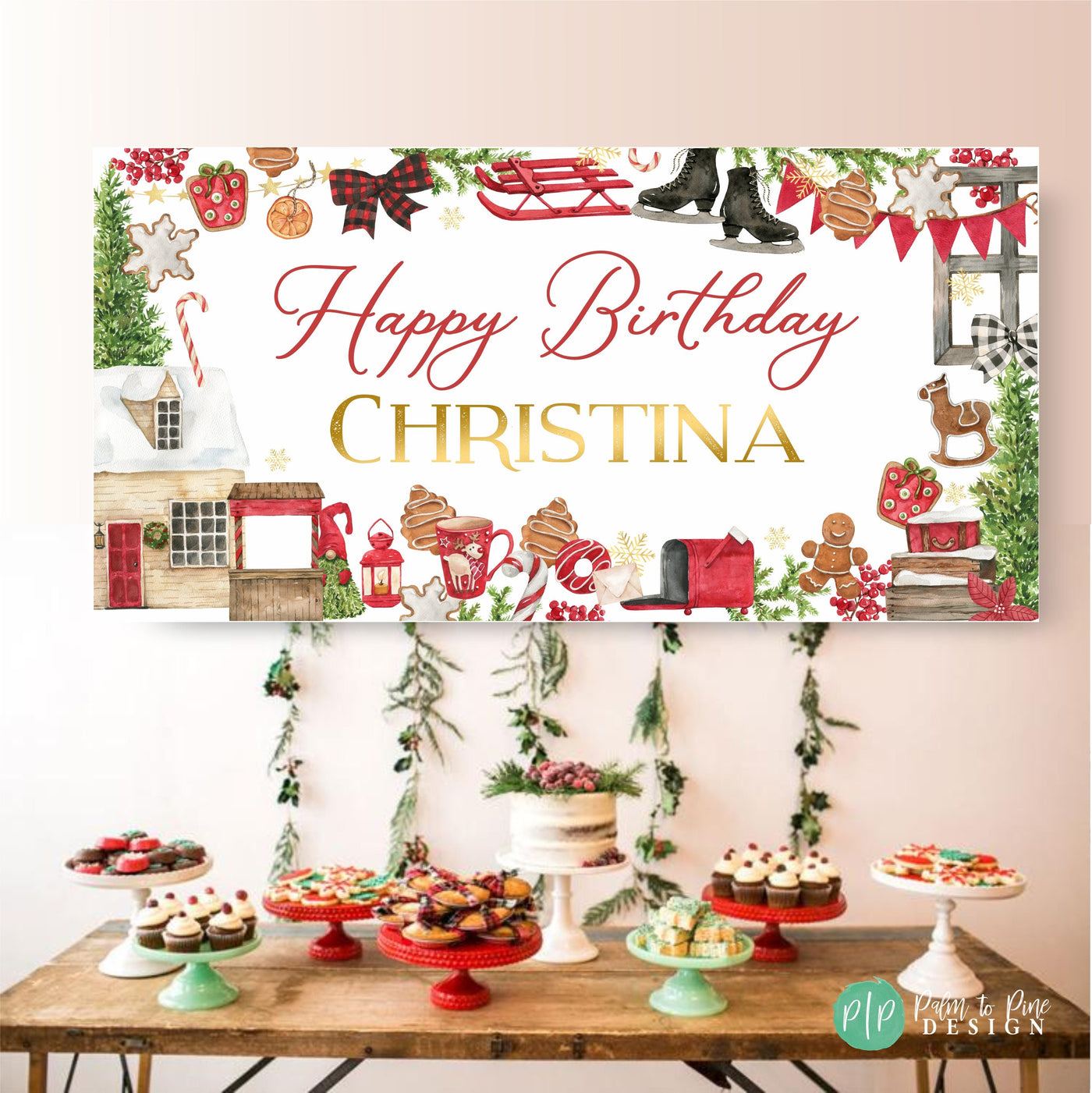 Custom Christmas Party Banner, Personalized Christmas Backdrop, Holiday Cookie Party Banner, Festive Holiday Party Decor, Holiday Backdrop