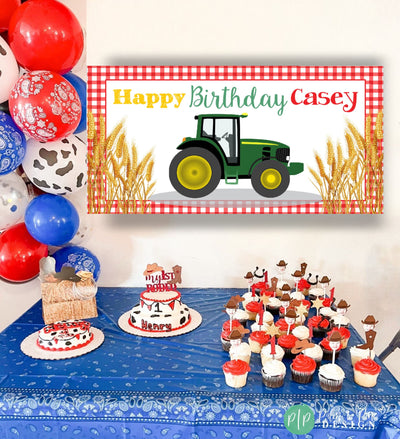 tractor birthday party decorations and desserts