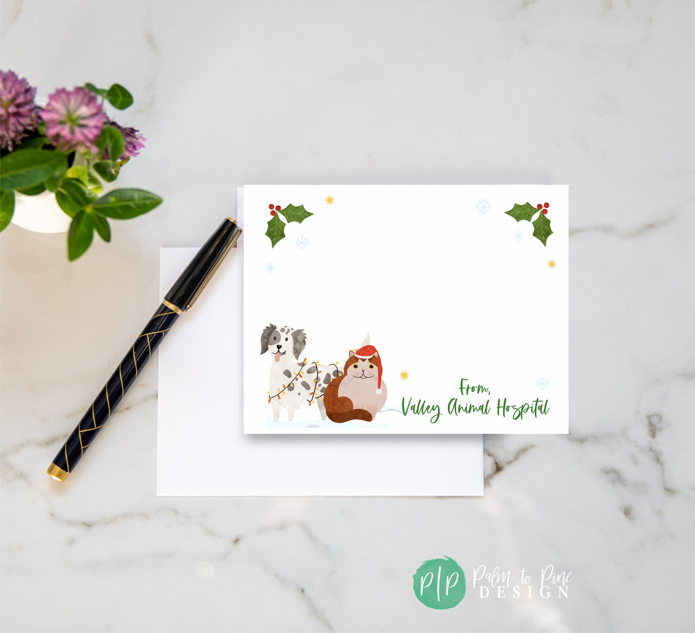 Holiday Gift for Animal Lovers, Veterinary Stationery Cards, Personalized Stationery Notes, Holiday Cat and Dog Gift, Custom Stationery Gift