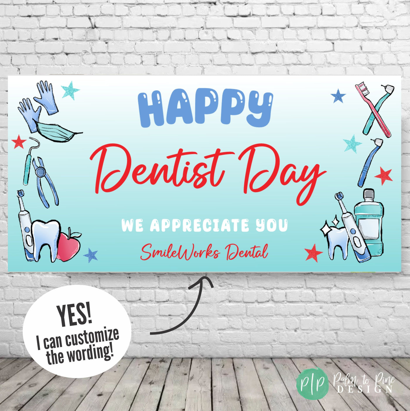 Happy Dentist Day Banner for office thank you sign in dental office