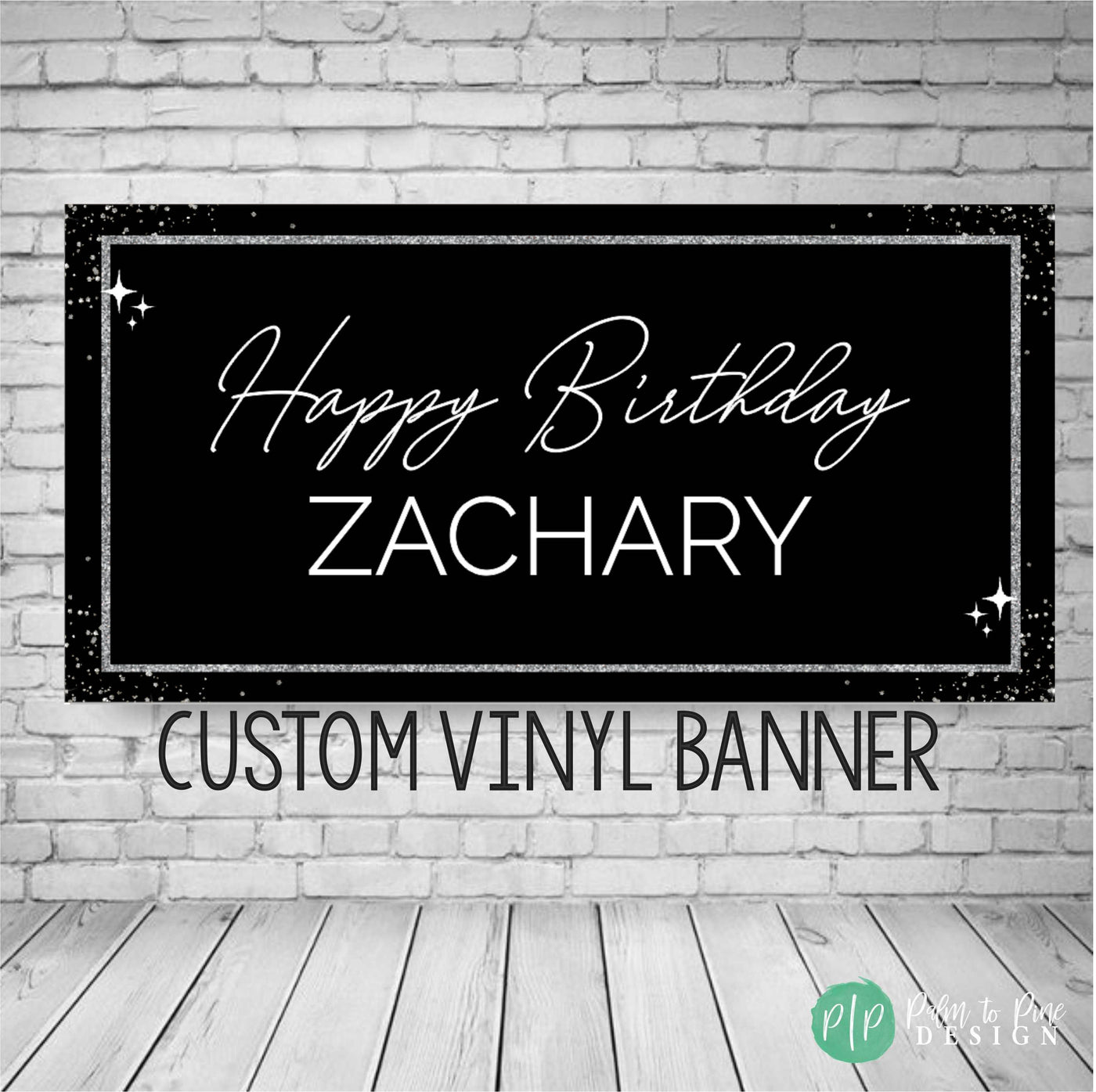 Elegant Black and Silver Birthday Banner