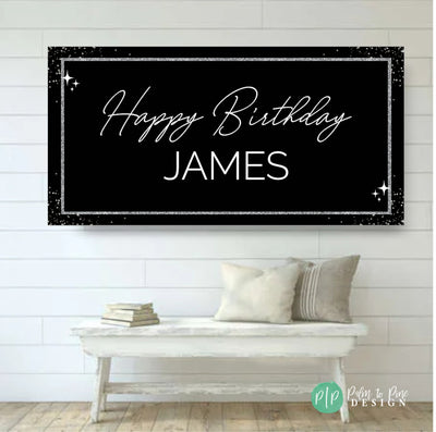 Black and Silver Personalized Banner