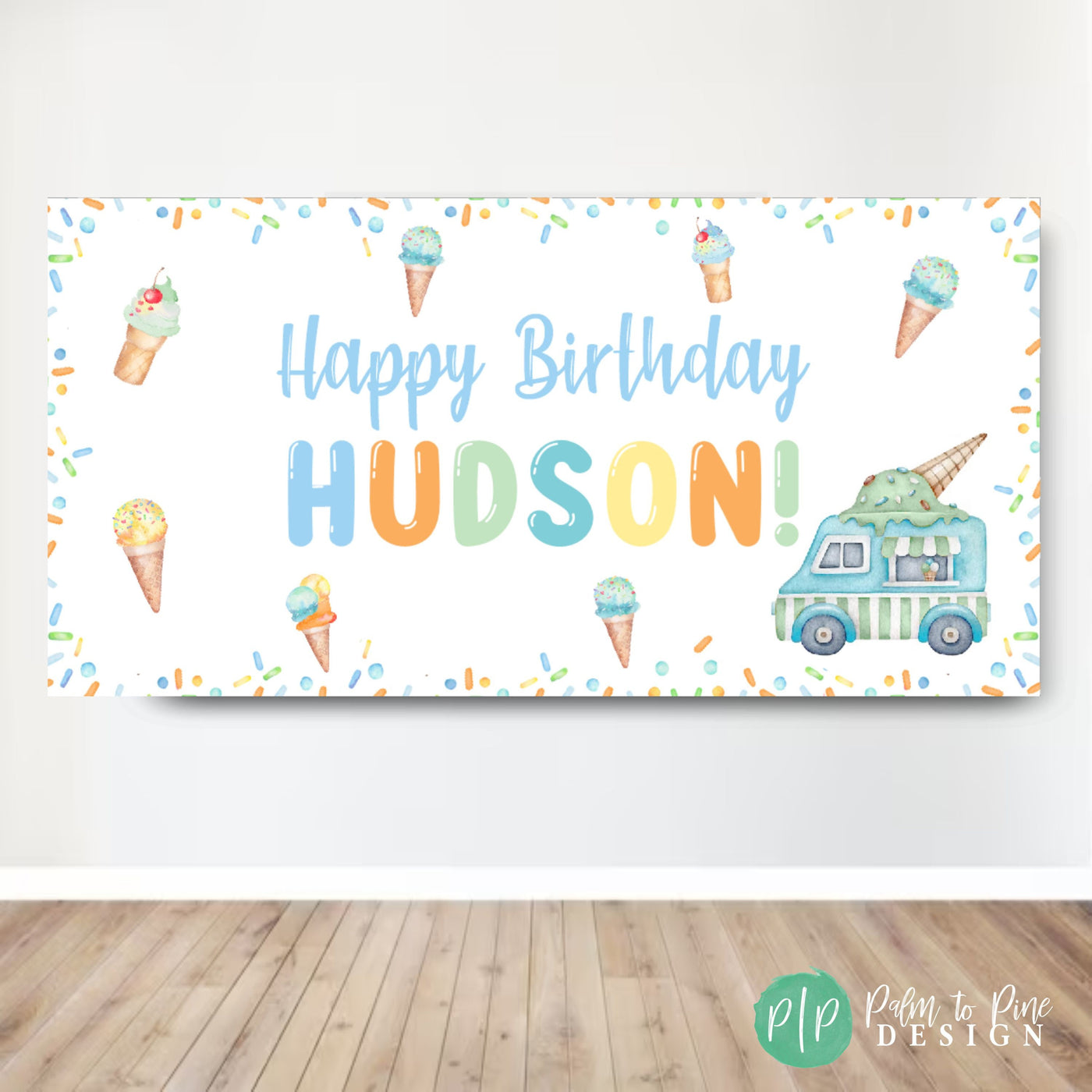 Ice Cream Boys Birthday Banner, Ice Cream Party, Personalized Ice Cream Birthday Sign, Ice Cream birthday party decor, Ice Cream Birthday