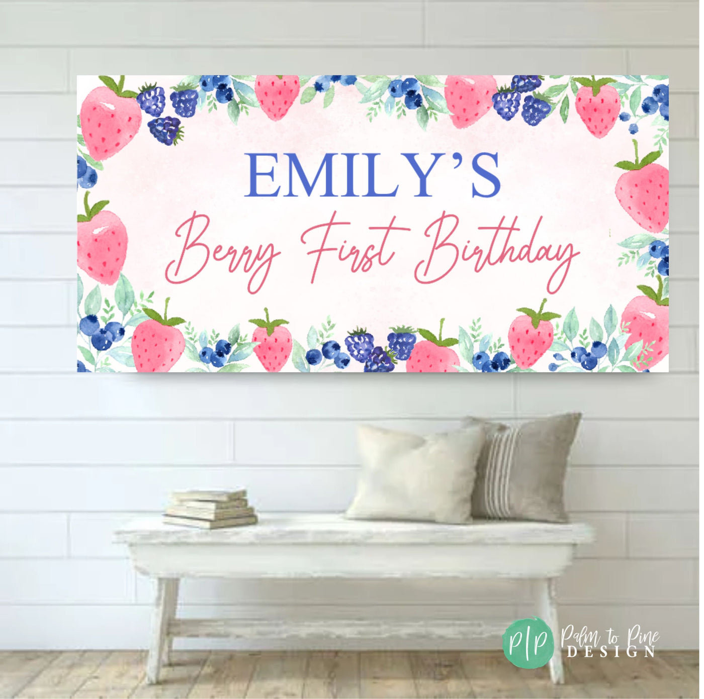 Strawberry Berry Birthday Banner, berry first birthday, Bridal Shower Backdrop, strawberry birthday banner, blueberry birthday backdrop