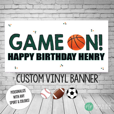 Sports Happy Birthday Banner for Basketball, Soccer, Baseball, Football