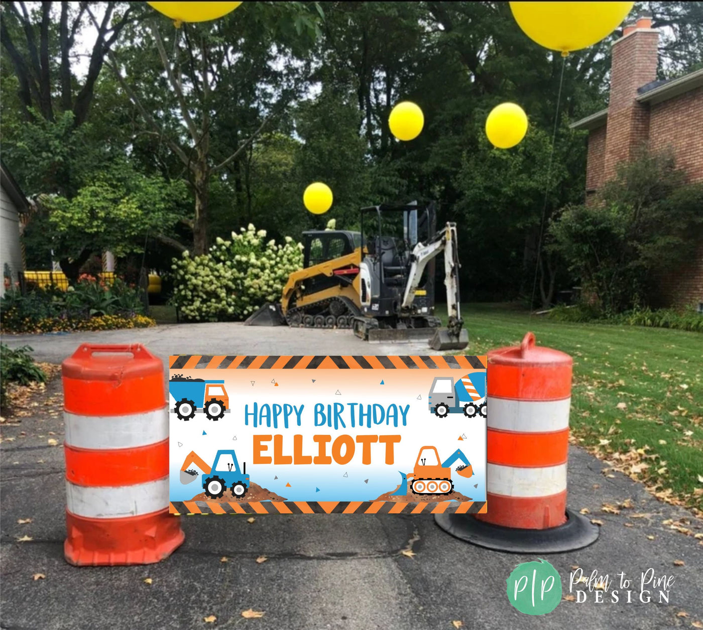 Construction Birthday Banner, Personalized Orange and Blue Construction Banner, Construction Birthday Party, Construction Party Decorations