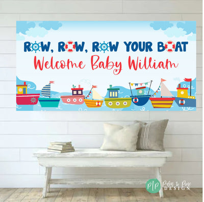 Sailboat Personalized Baby Shower Backdrop