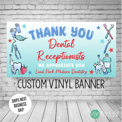 Dental Receptionists appreciation sign with dental image clipart