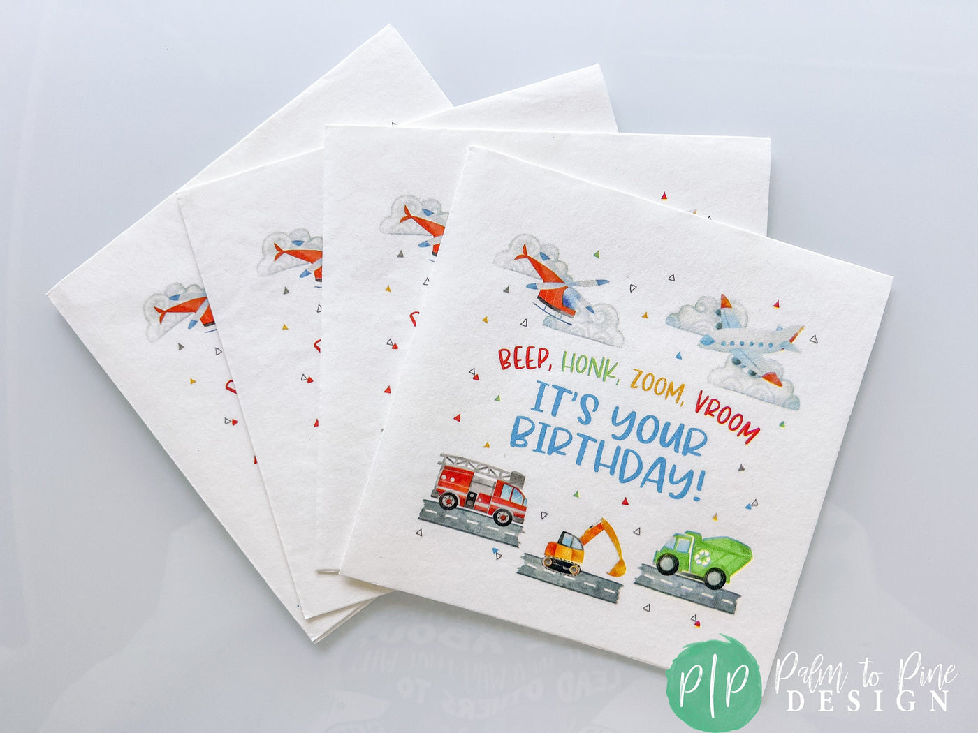 Transportation Party Napkins, Large Things that Go Birthday Napkins, Boys Transportation Vehicle Birthday Dinner Napkins, Boys Party Napkins