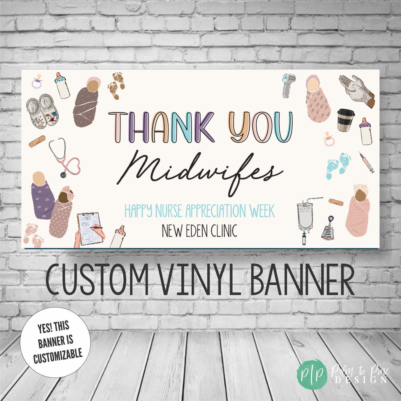 Thank You in neutral Rainbow Colors, Midwifes and medical equipment clipart with swaddled babies