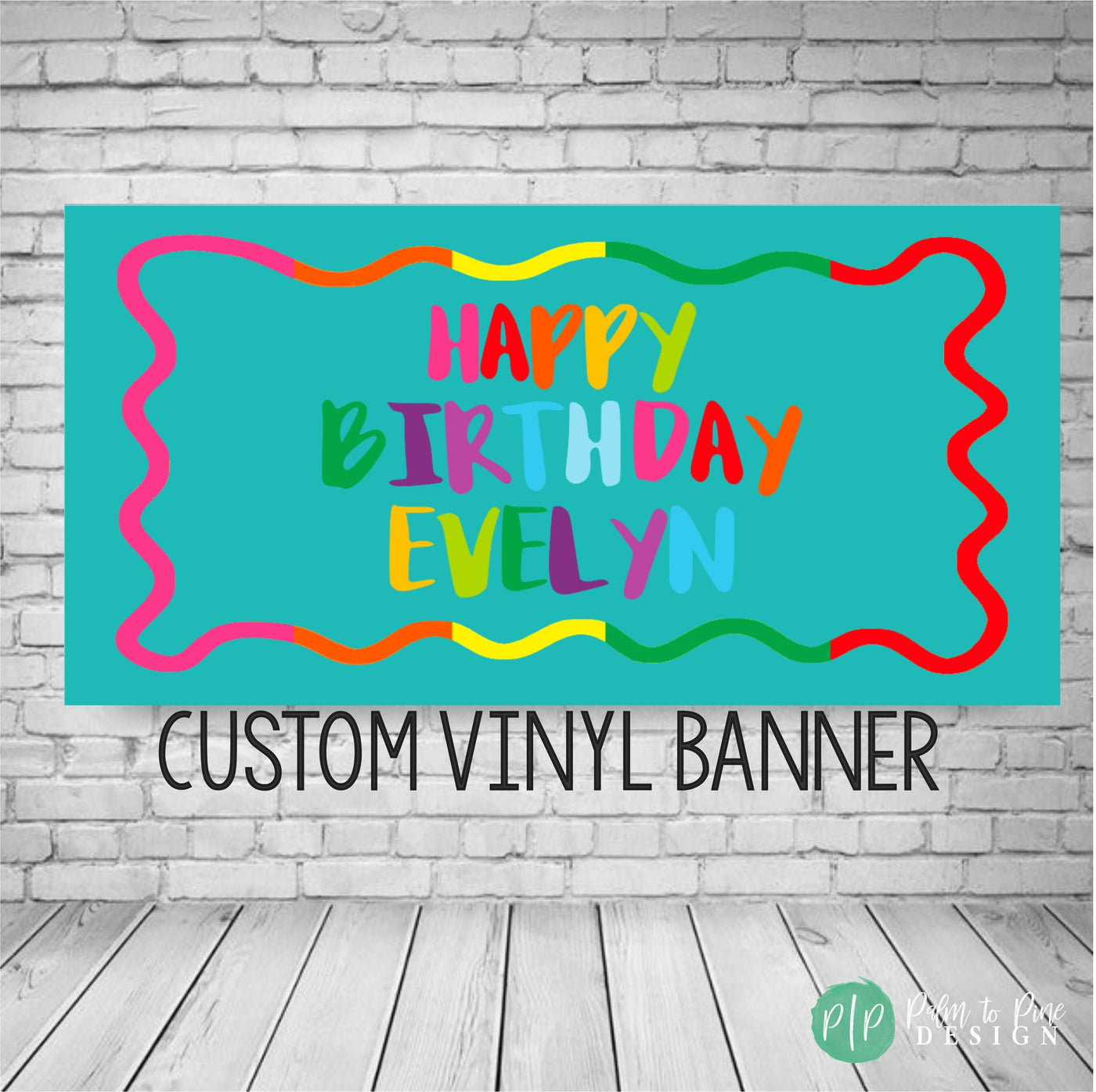 rainbow squiggly birthday sign for kids partys