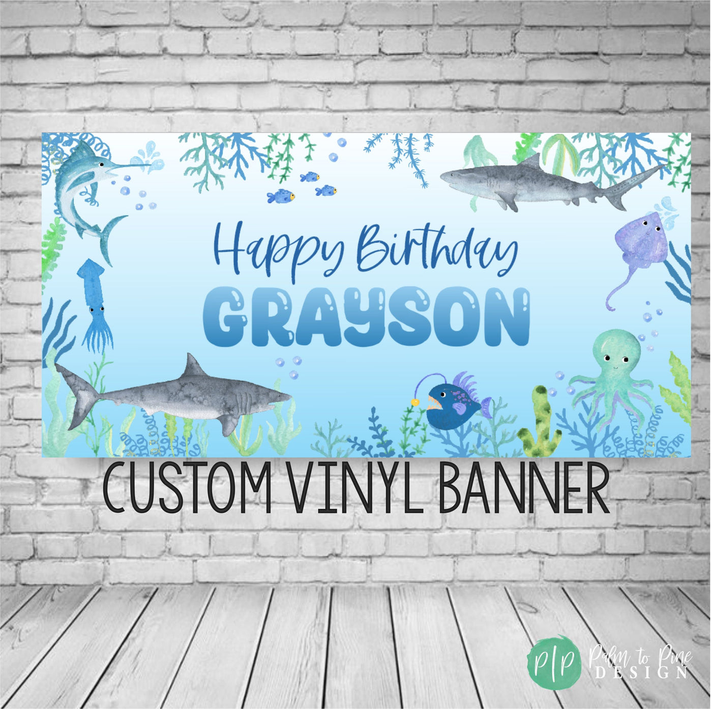 shark birthday banner