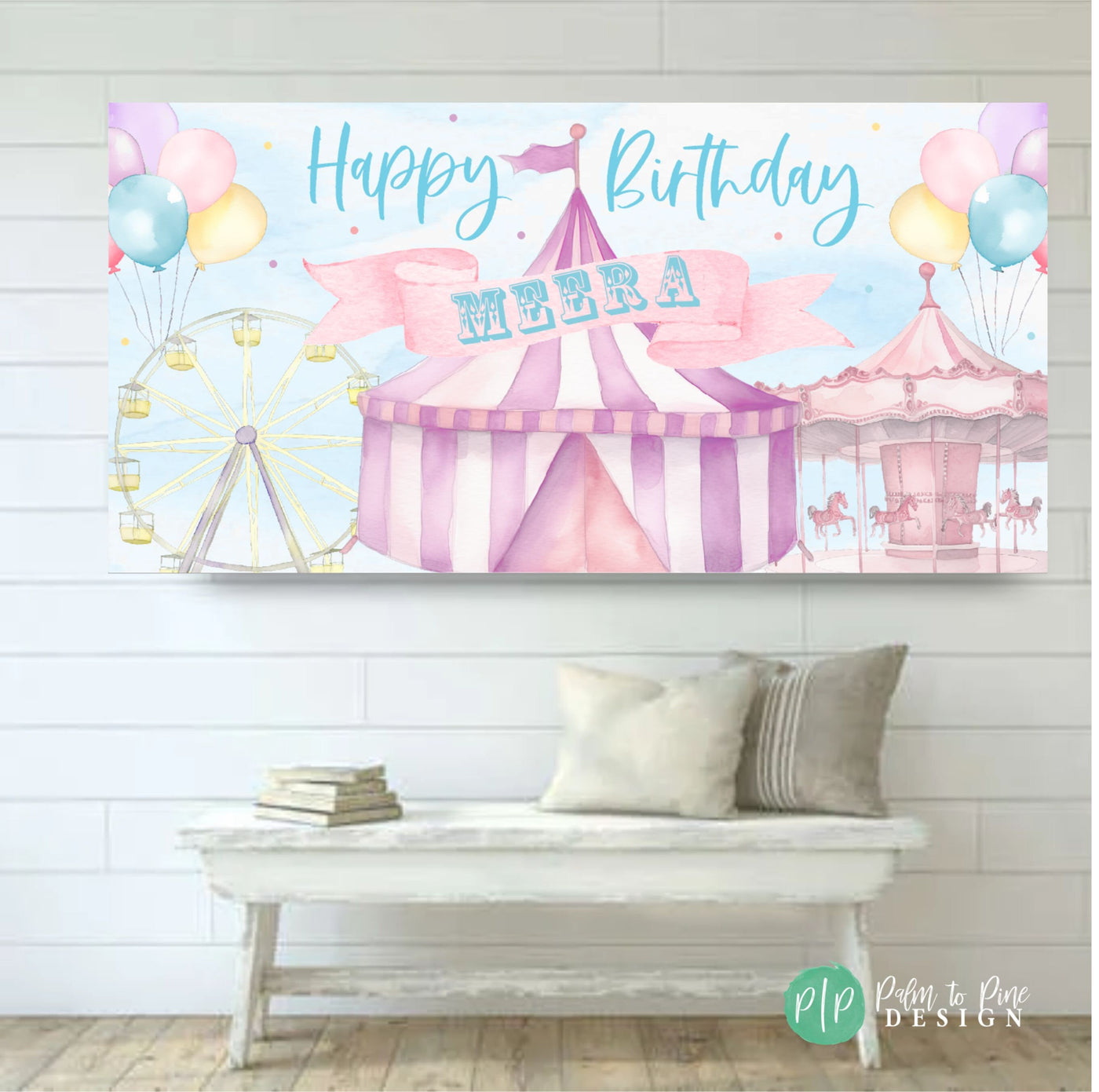 girls circus birthday banner