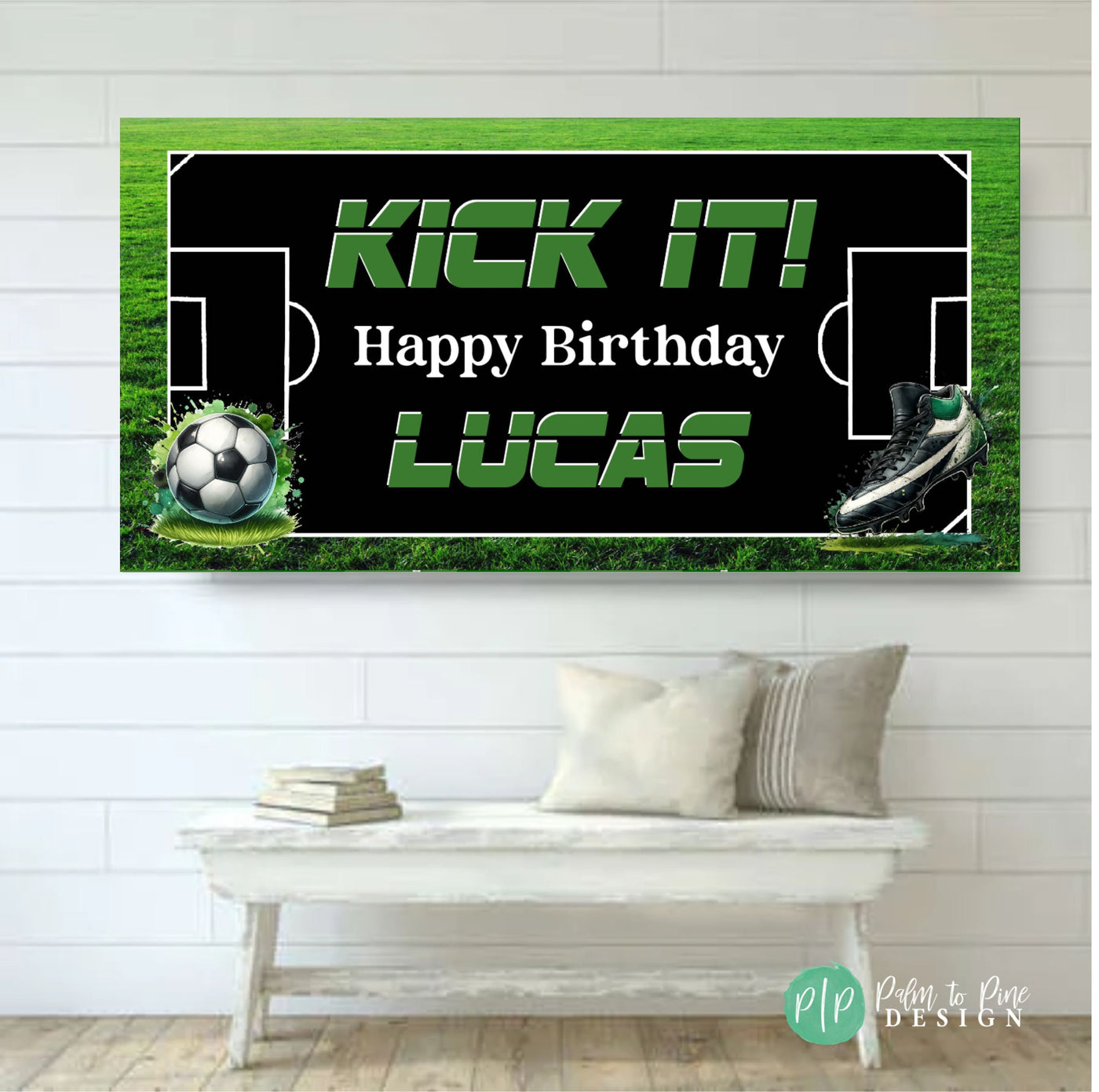 Soccer Custom Birthday Banner, Soccer Party, Soccer Birthday Decoration, Soccer Backdrop with Team Name, Personalized Soccer Birthday Banner