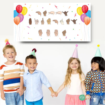 Inclusive birthday banner with kids