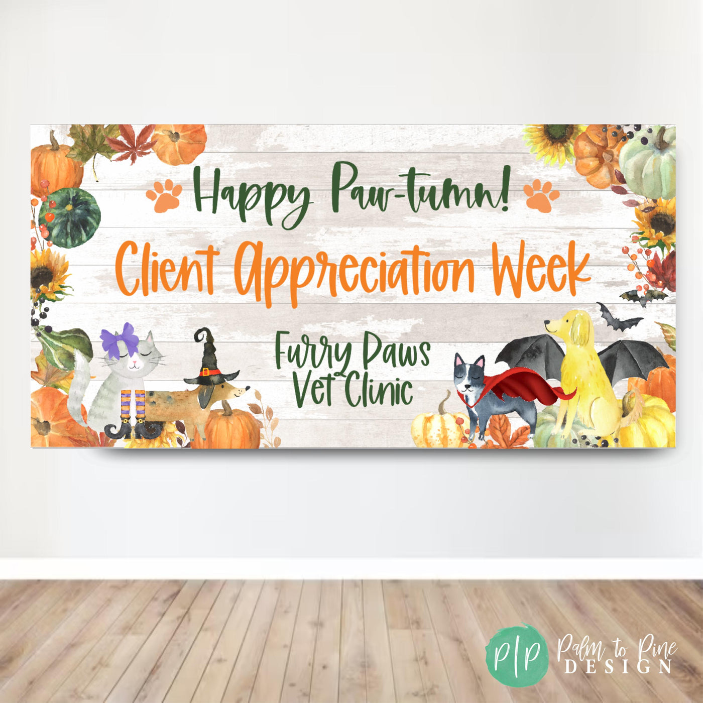 Client Appreciation Week for Veterinary Hospital with Halloween and fall decorations