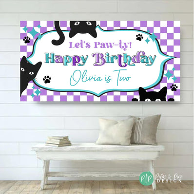 cat birthday party backdrop