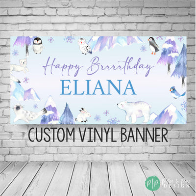 winter wonderland personalized birthday banner