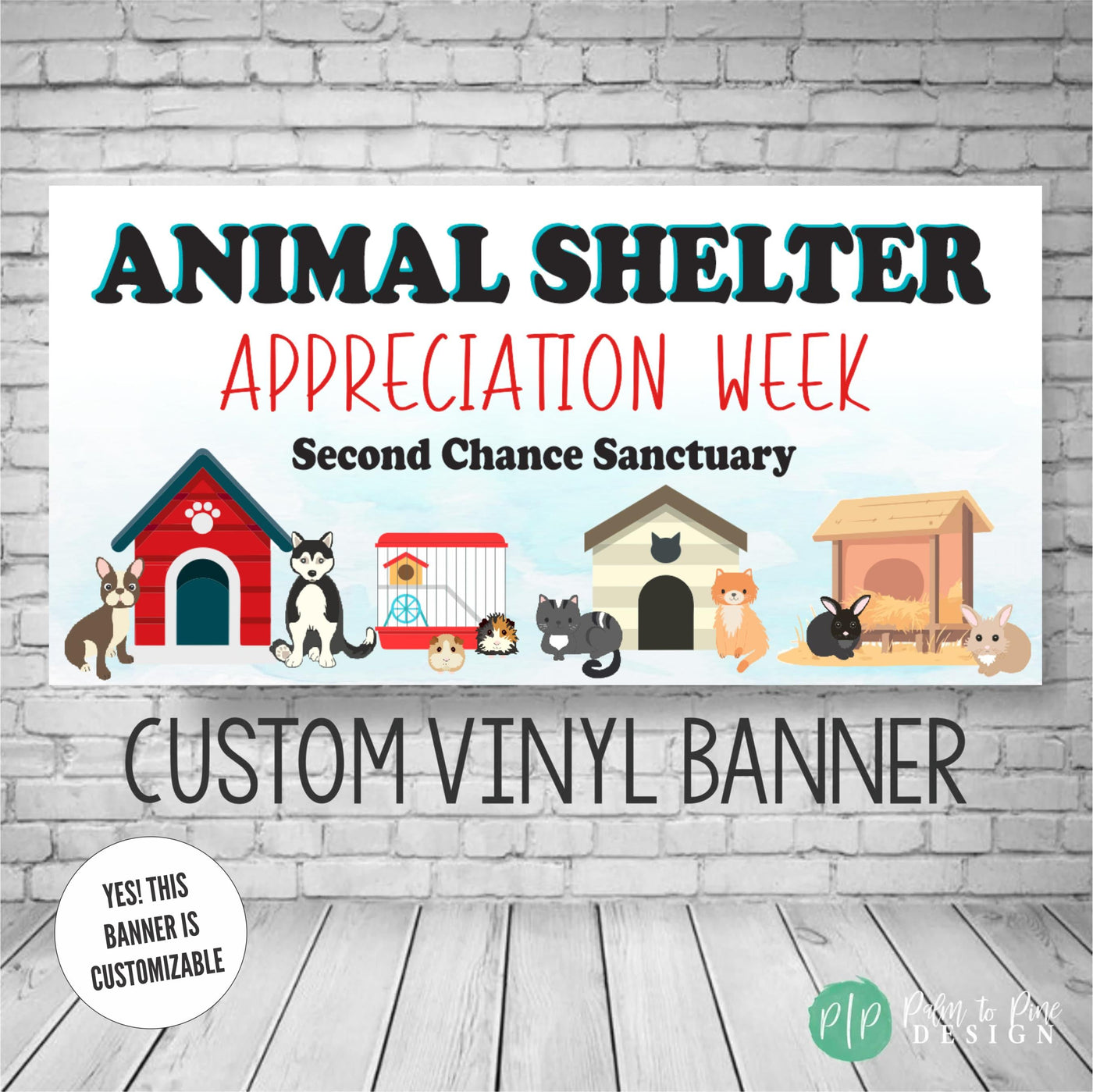 Animal Shelter Appreciation Week Banner with pet kennels and cages and animals