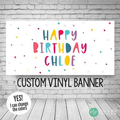 girls polka dot birthday banner in custom colors