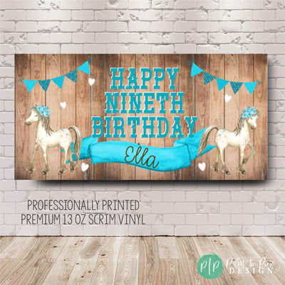 girls horse birthday banner