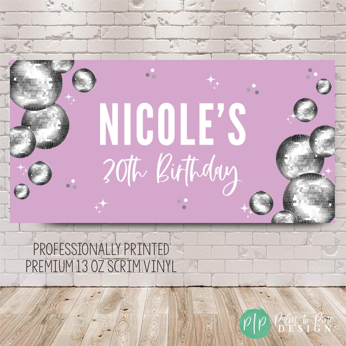 purple disco ball birthday backdrop