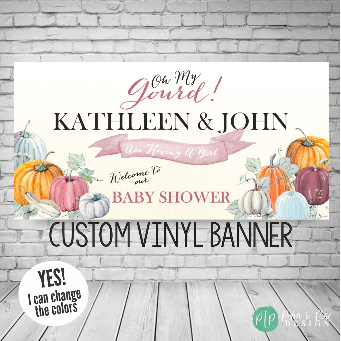 girls pumpkin themed baby shower banner