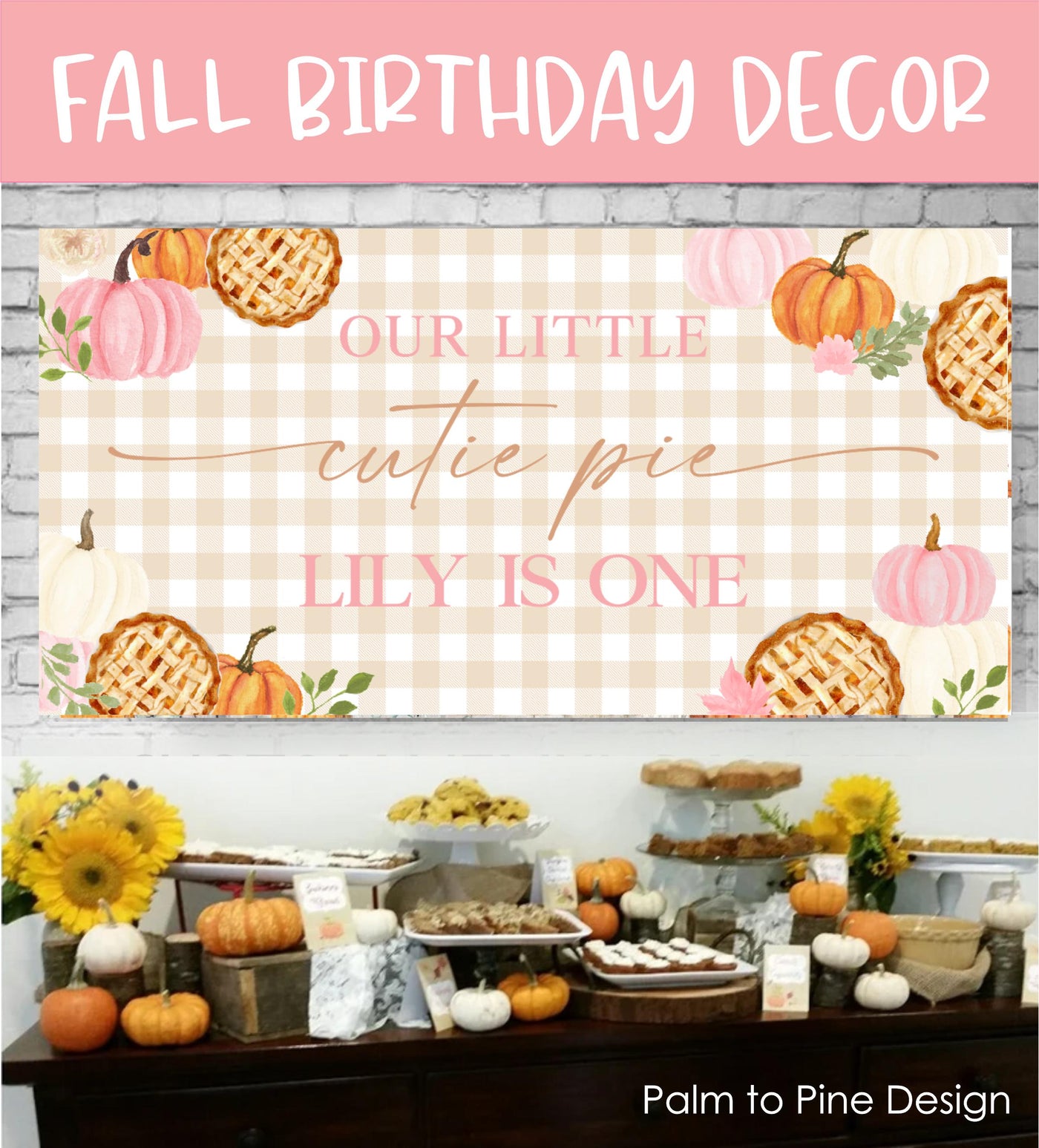 Pink Cutie Pie Birthday Banner