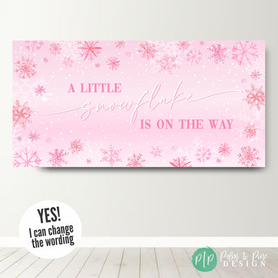 a little snowflake is on the way girls baby shower banner