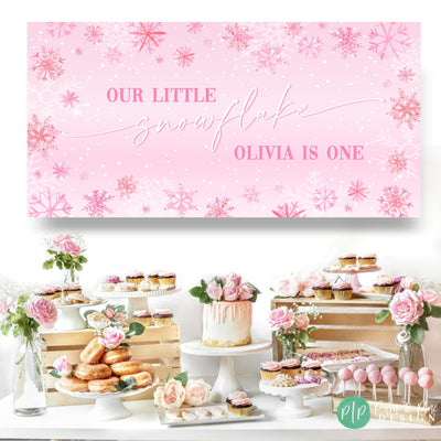 winter onederland birthday decorations for girls in pink