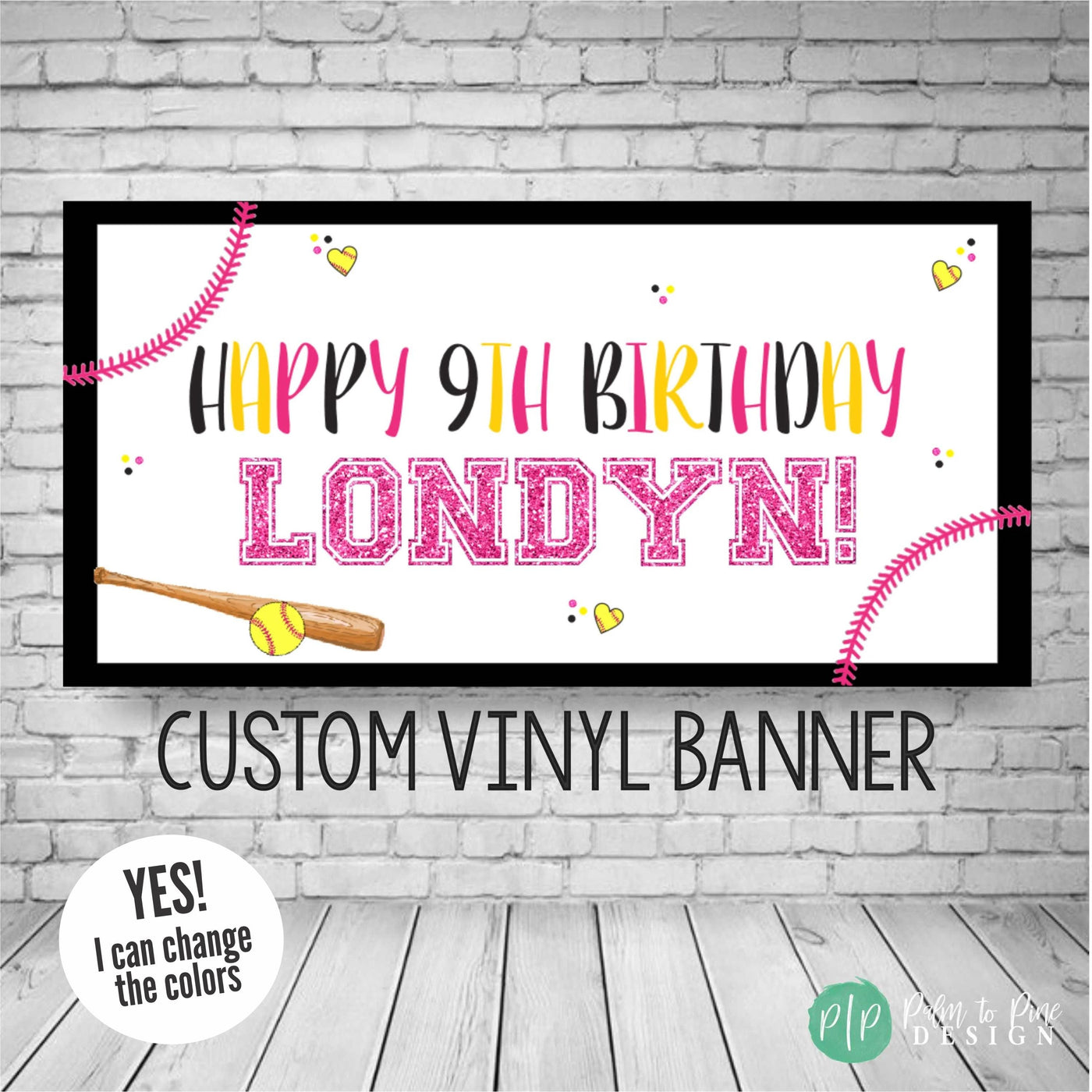 girls softball birthday banner