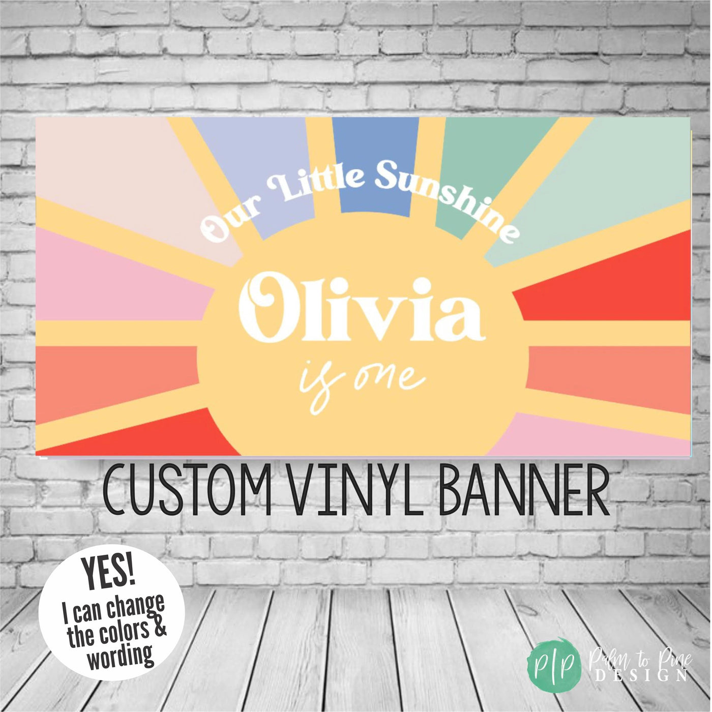 Our little sunshine birthday banner with boho rainbow colors