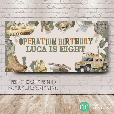 Military Birthday Banner, Camo Birthday Banner, Military Party Decorations, Boys Camouflage Birthday Decor, Personalized Soldier Camo Banner