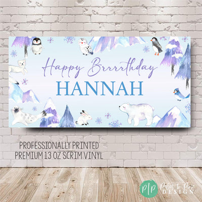 Winter Animals Birthday Decor, Winter Wonderland Birthday Banner, Personalized Winter Birthday Banner for kids, Snow First Birthday Backdrop