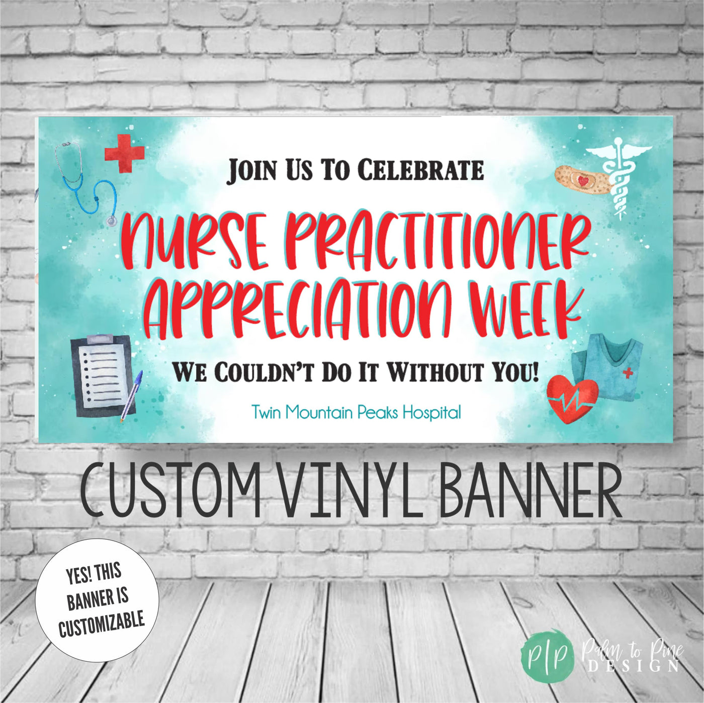 Nurse Practitioner Appreciation Week Banner with medical equipment and nursing symbols