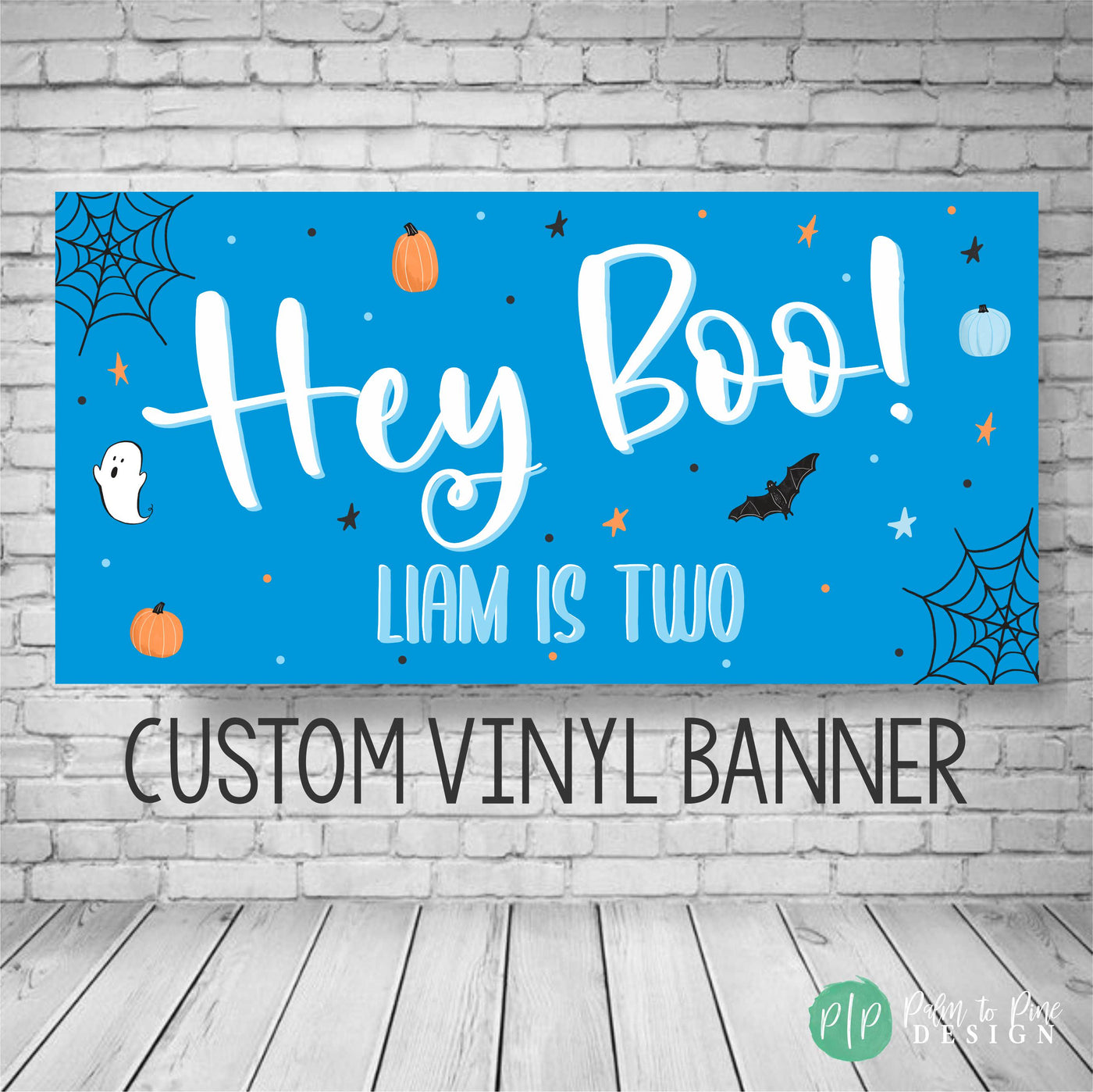 hey boo friendly Halloween birthday banner for boys