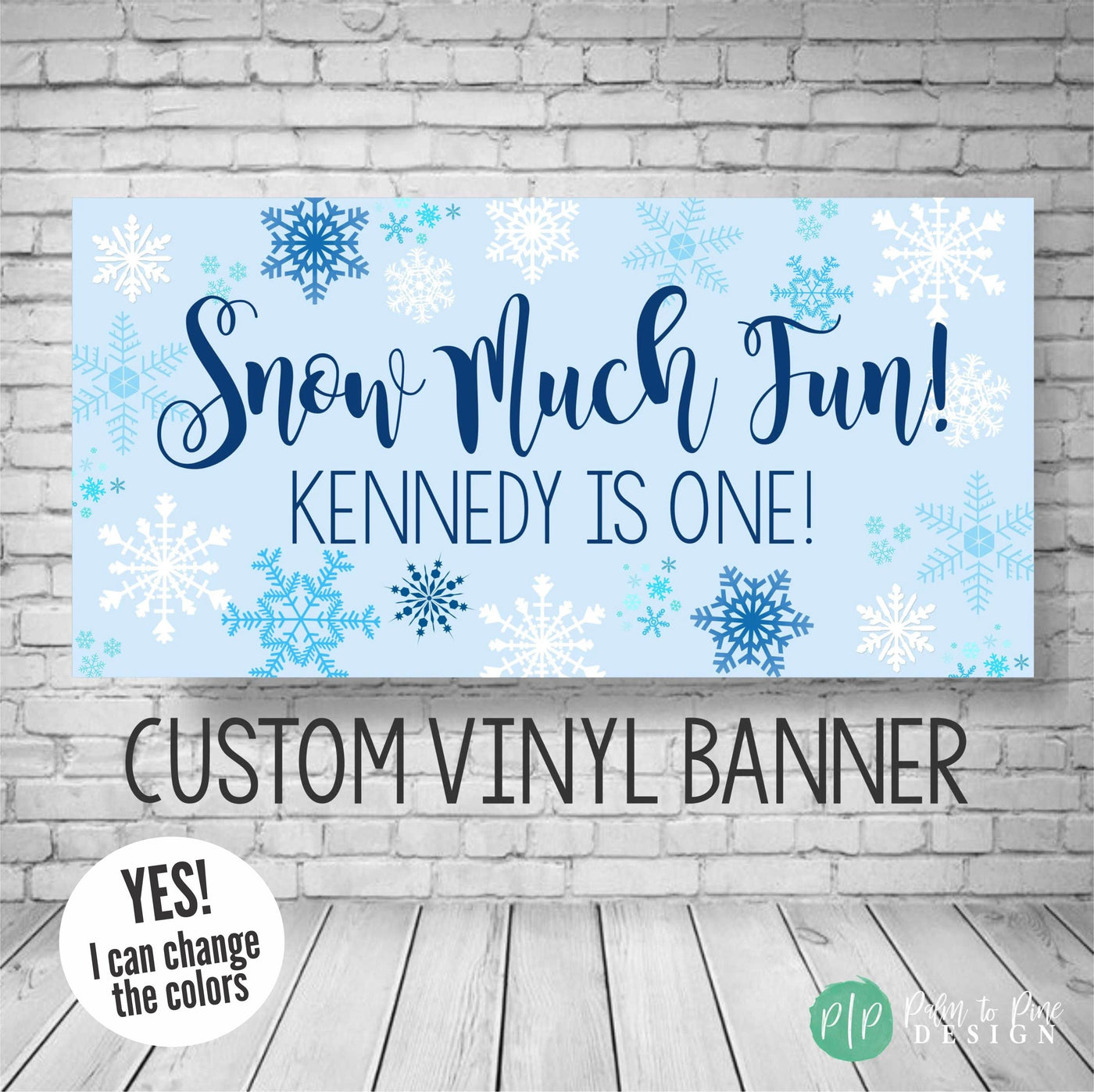 snow much fun snowflake birthday banner in blue