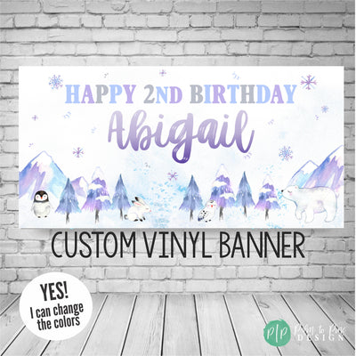 Girls Winter Wonderland Birthday Banner