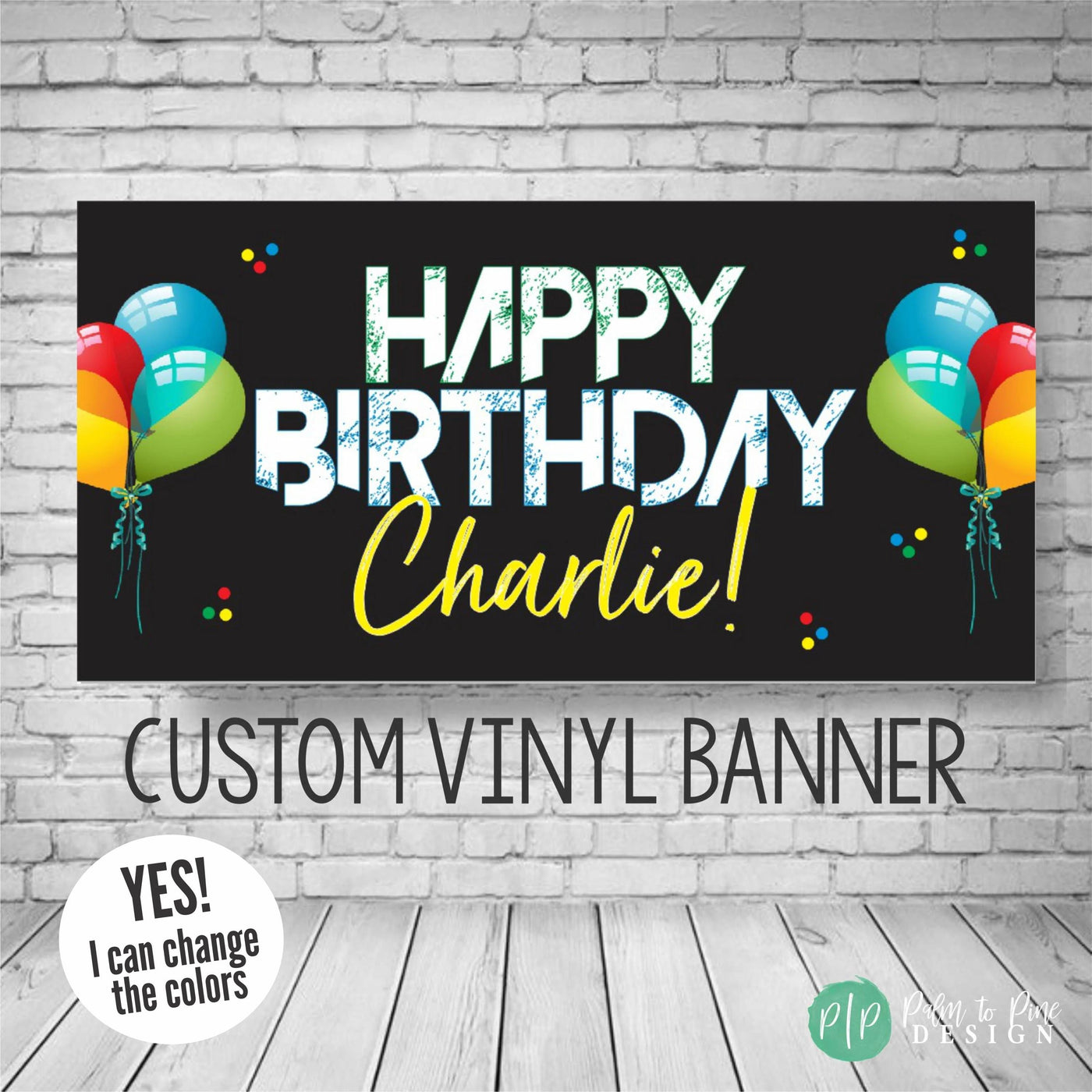 personalized happy birthday banner with balloons