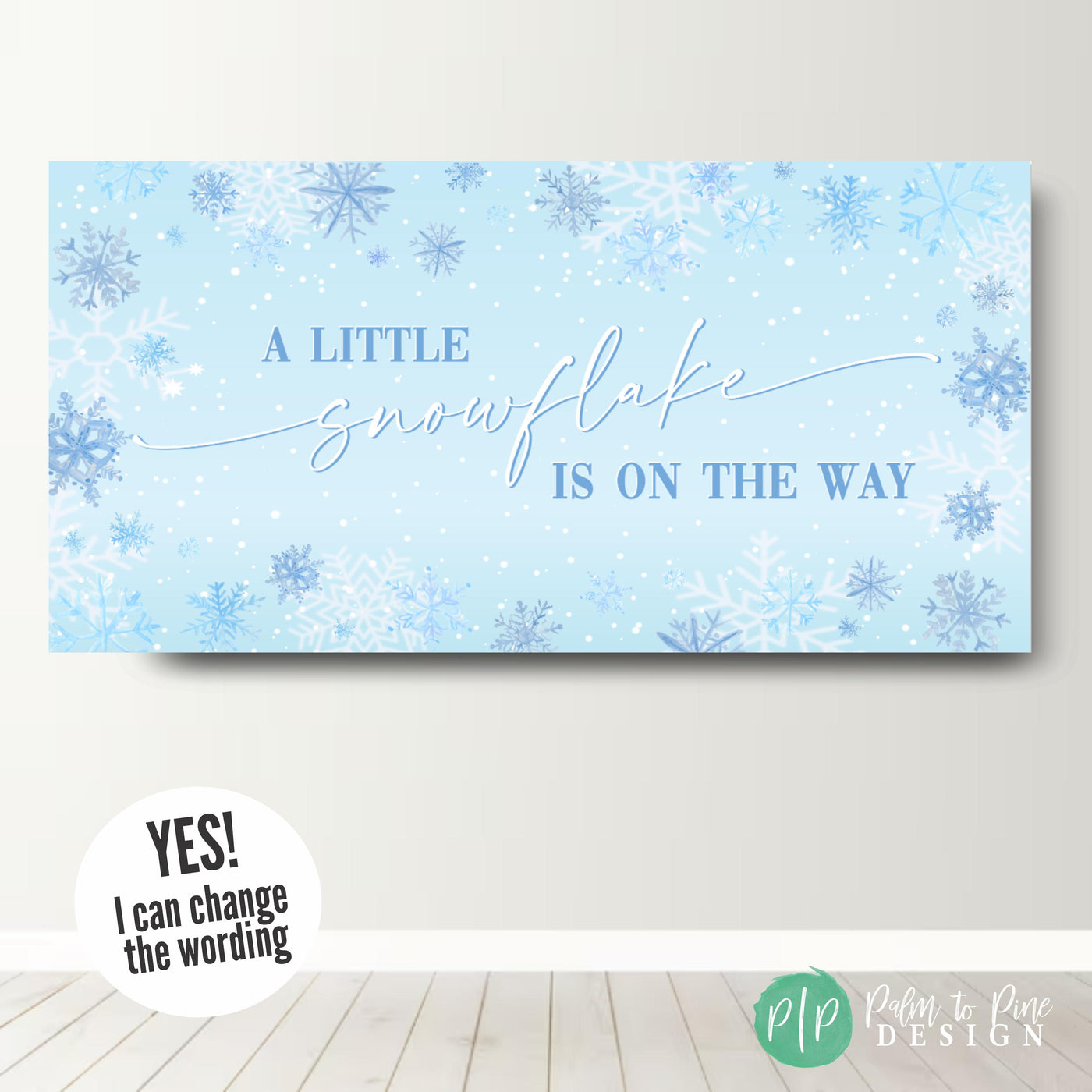 a little snowflake is on the way baby shower banner