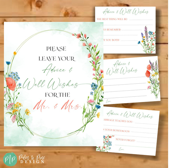 Wildflower Advice and Well Wishes for the Mr. & Mrs. Bridal Shower Game