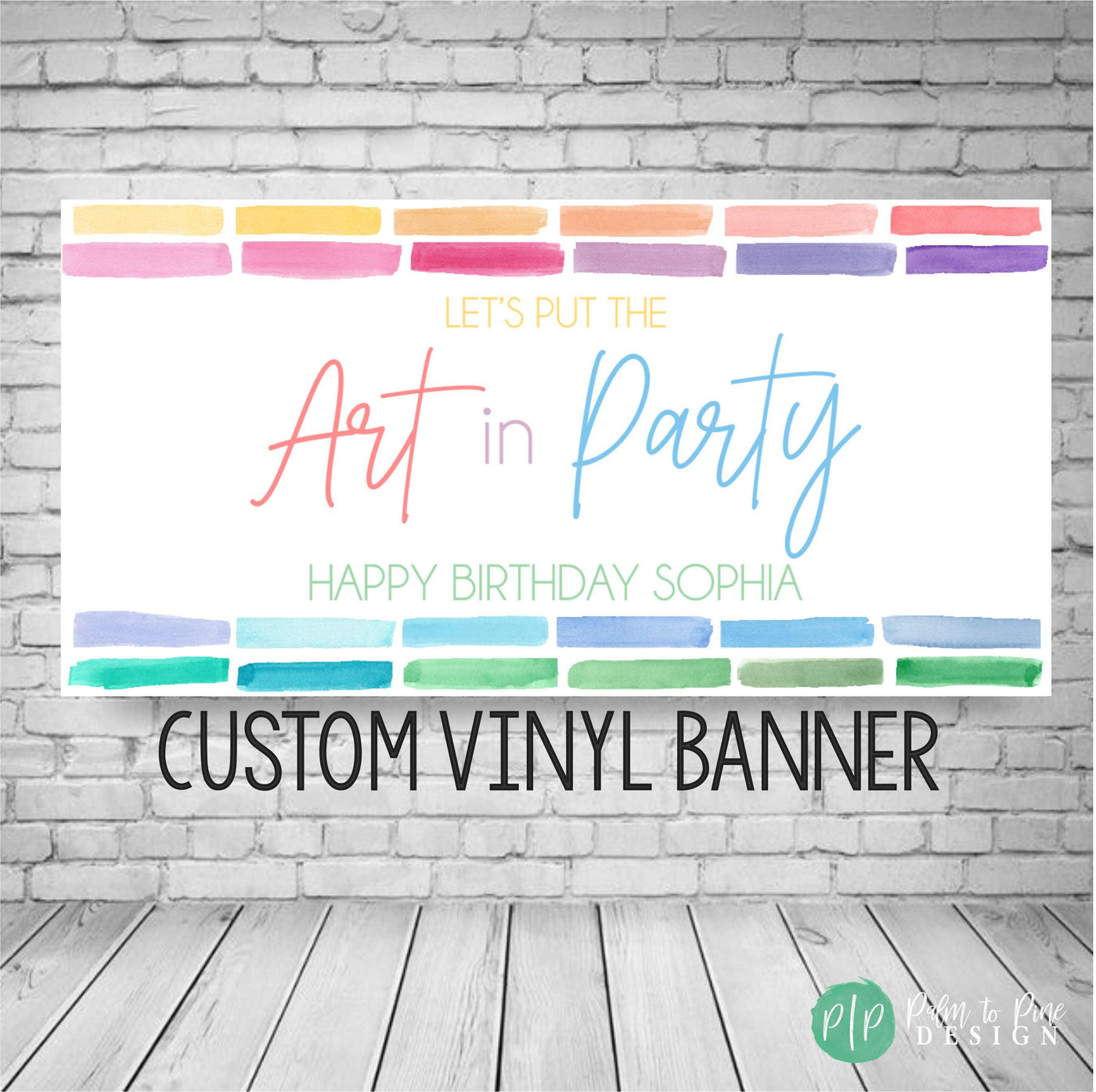 art birthday party rainbow color pallet birthday sign
