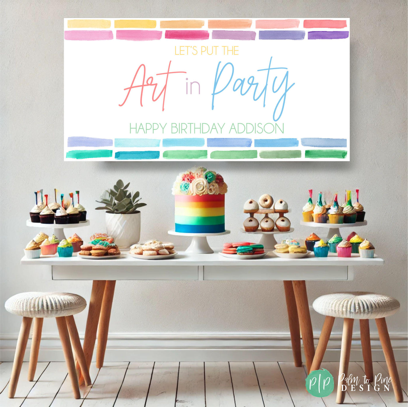 Art Party Birthday Banner, Girls Painting Party Sign, Custom Paint Party Banner, Painting Party Decor, Personalized Art Birthday Backdrop